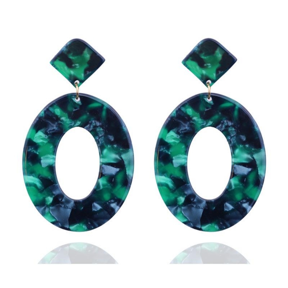 Green Oval Earrings